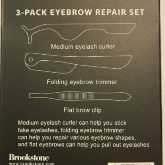 Brookstone 3-Pack Eyebrow Repair Set Lash Curler, Eyebrow Trimmer,Flat Brow clip - Picture 3 of 3